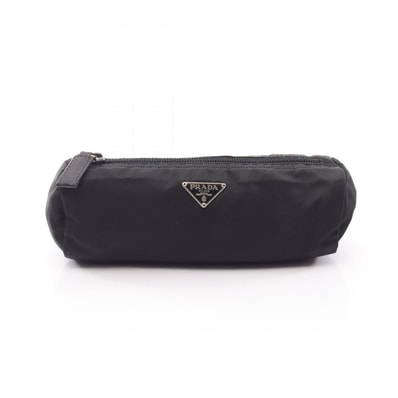 プラダ PRADA 三角プレート ポーチ バッグ ナイロン レディース ブラック系 【中古】