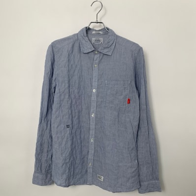 WTAPS SPREAD Long Sleeve Cotton Shirt Striped Blue