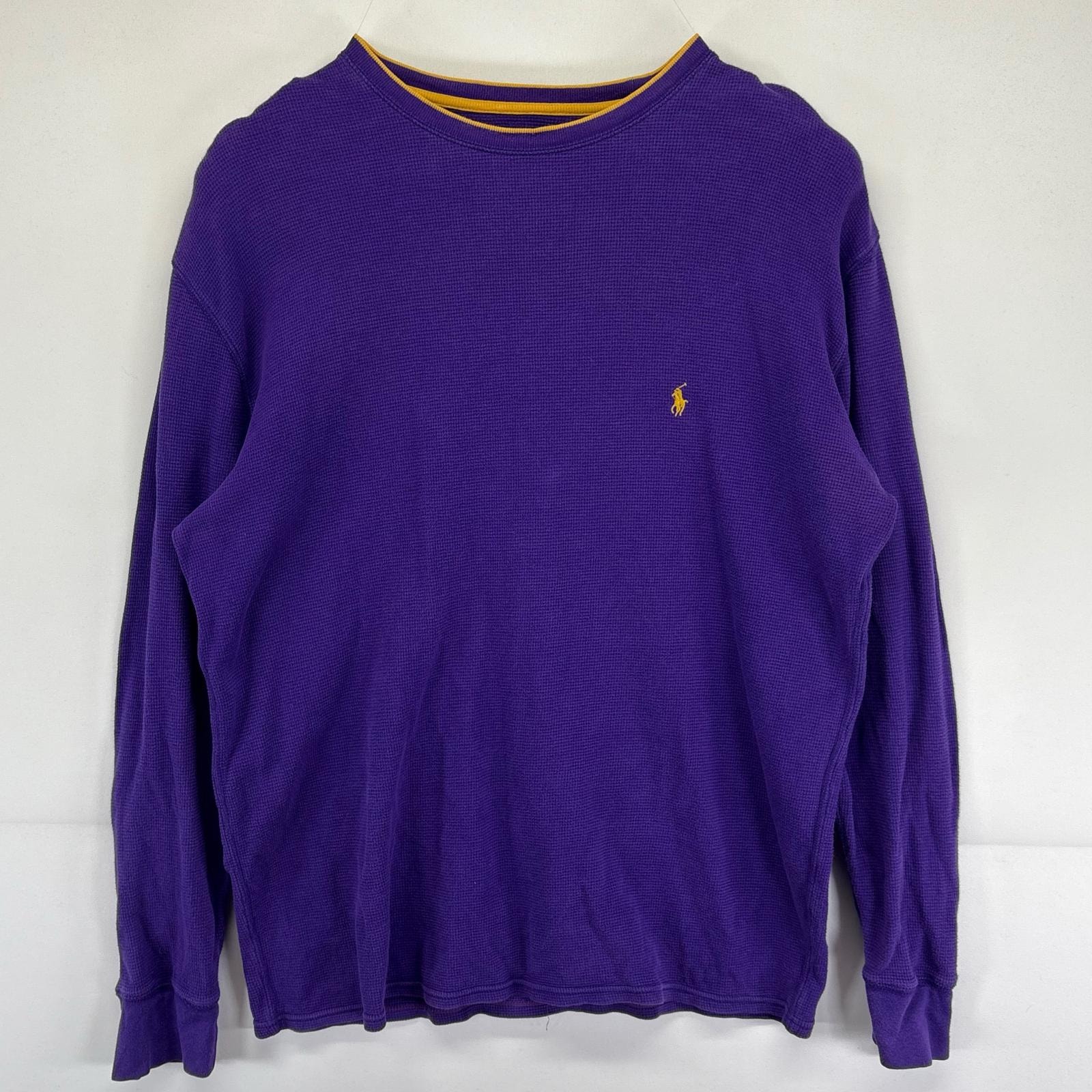 古着 ポロ・ラルフローレン POLO RALPH LAUREN 長袖Tシャツ サーマル 大きいサイズ ワッフル生地 ワンポイントロゴ XL  パープル メンズ