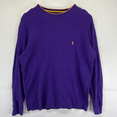 古着 ポロ・ラルフローレン POLO RALPH LAUREN 長袖Tシャツ サーマル 大きいサイズ ワッフル生地 ワンポイントロゴ XL パープル メンズ