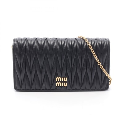 ミュウ ミュウ Miu Miu マテラッセ ミニ ショルダーバッグ バッグ レザー レディース ブラック系 5ZH178 【中古】