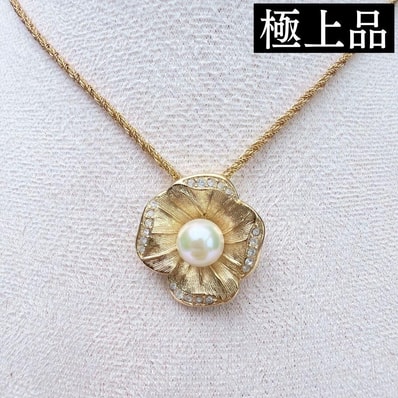 【極上品】Christian Dior クリスチャンディオール ヴィンテージ パールネックレス ラインストーン レディース アクセサリー