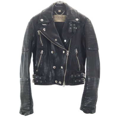BURBERRY BRIT バーバリーブリット ラムレザー ダブルライダースジャケット 38 ブラック