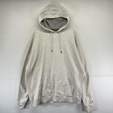 古着 チャンピオン Champion パーカー プルオーバー 大きいサイズ 胸ポケット スウェット 目なし 2XL 霜降りグレー系 無地 メンズ