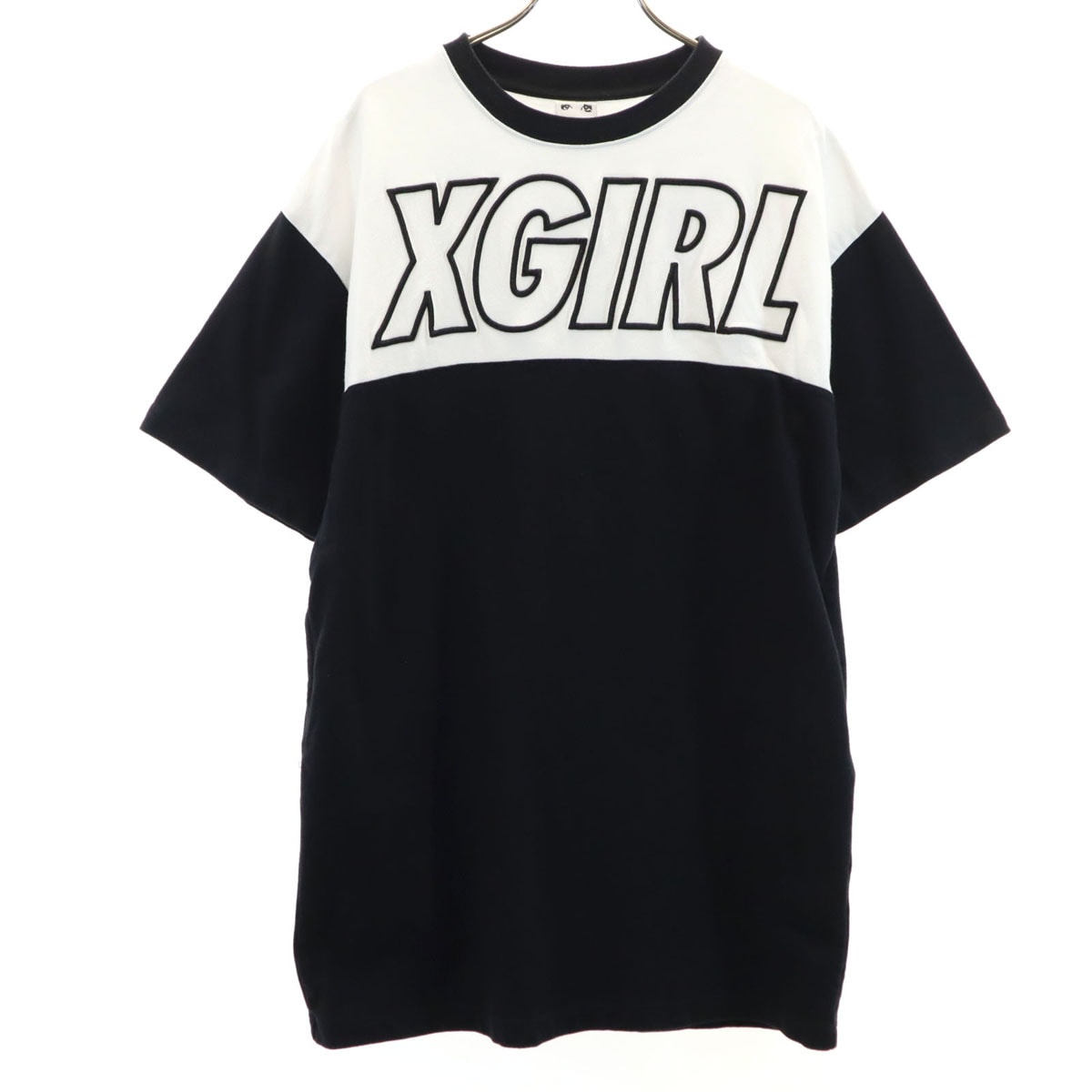 X-girl エックスガール 半袖 カラー切替 ミニワンピース 1 黒