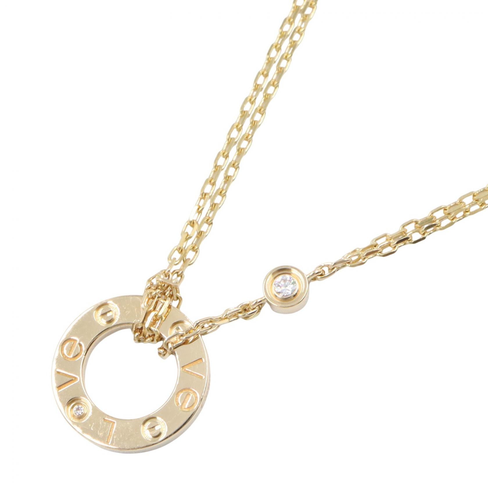 カルティエ CARTIER ラブサークル 2PD ネックレス ネックレス ジュエリー K18(イエローゴールド) ダイヤモンド レディース ゴールド系 / クリア系 B7219500 【中古】