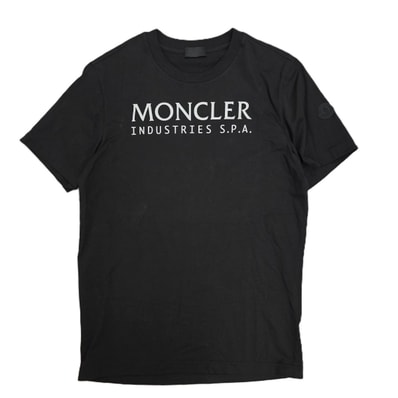 MONCLER モンクレール ロゴプリント 半袖Tシャツ J20918C00014 S コットン ブラック メンズ【中古】