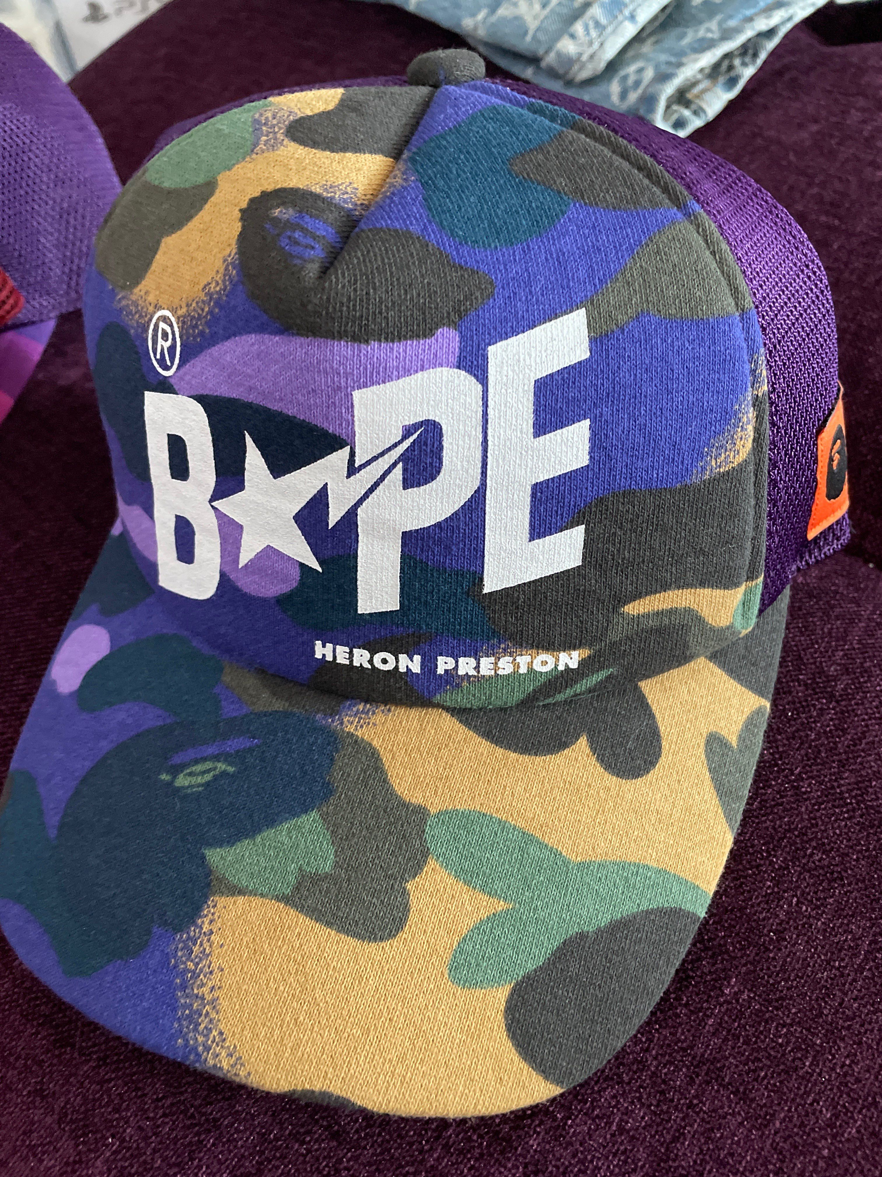 A BATHING APE X HERON PRESTON MIX 1ST CAMO MESH CAP "Camo"