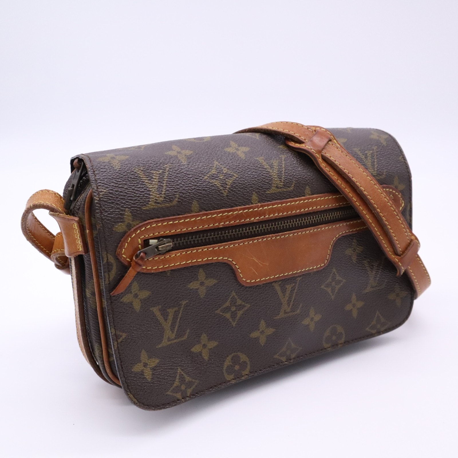 LOUIS VUITTON ルイ・ヴィトン モノグラム サンジェルマン24 M51210 ショルダーバッグ ブラウン ベージュ コーティングキャンバス レザー レディース