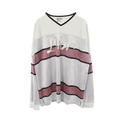 ディオール Dior ロゴエンブロイダリー 長袖Tシャツ 衣料品 トップス レーヨン メンズ グレー系 / ピンク系 【中古】