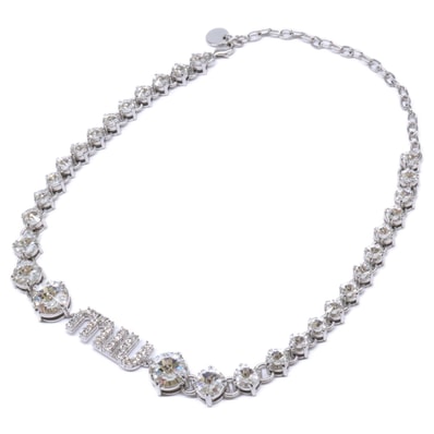 ミュウミュウ 23SS 5JC870 クリスタルロゴ チョーカー