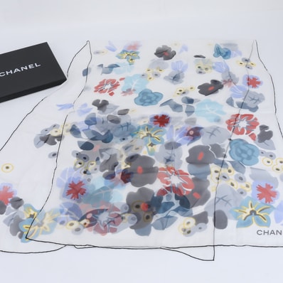 ■極美品 シャネル フラワー 花柄 おしゃれ ストールスカーフ