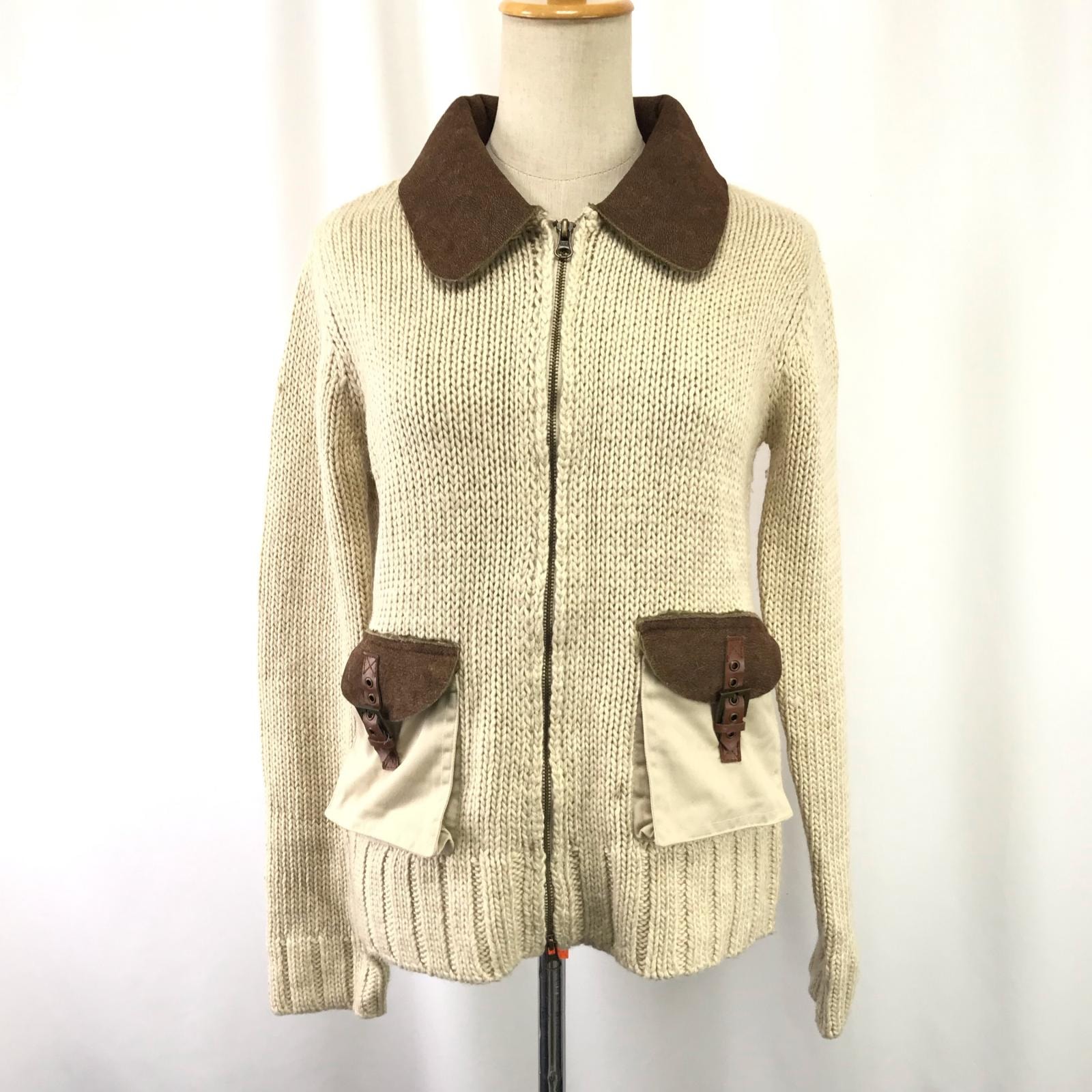 ZARA/ザラ★ニット/ジップブルゾン【USA:M/日本L程度/レディース/ベージュ/beige】アウター/コート/Jacket/Jumper◆BJ121-a