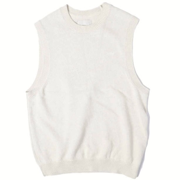 KITH NYC キスニューヨークシティ 24AW ミドルゲージコットンニットベスト 24081060000130 M Sandrift セーター クルーネック ロゴ刺繍 トップス g27918