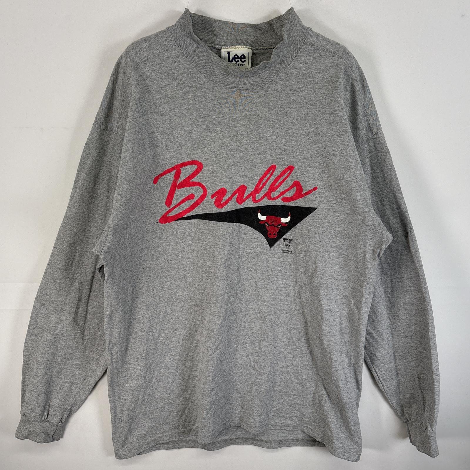 古着 90's/90年代 リー Lee 長袖Tシャツ 肉厚 シカゴ・ブルズ USA製 L グレー系 無地 メンズ