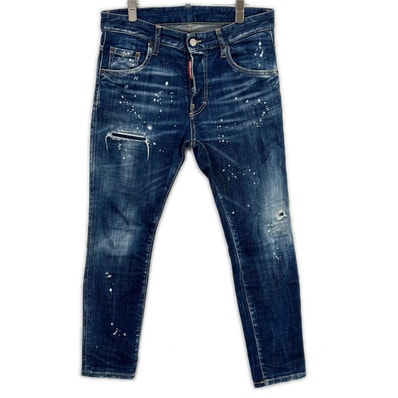 ディースクエアード インディゴ S74LB1660 SKATER ストレッチ ダメージ デニム 42