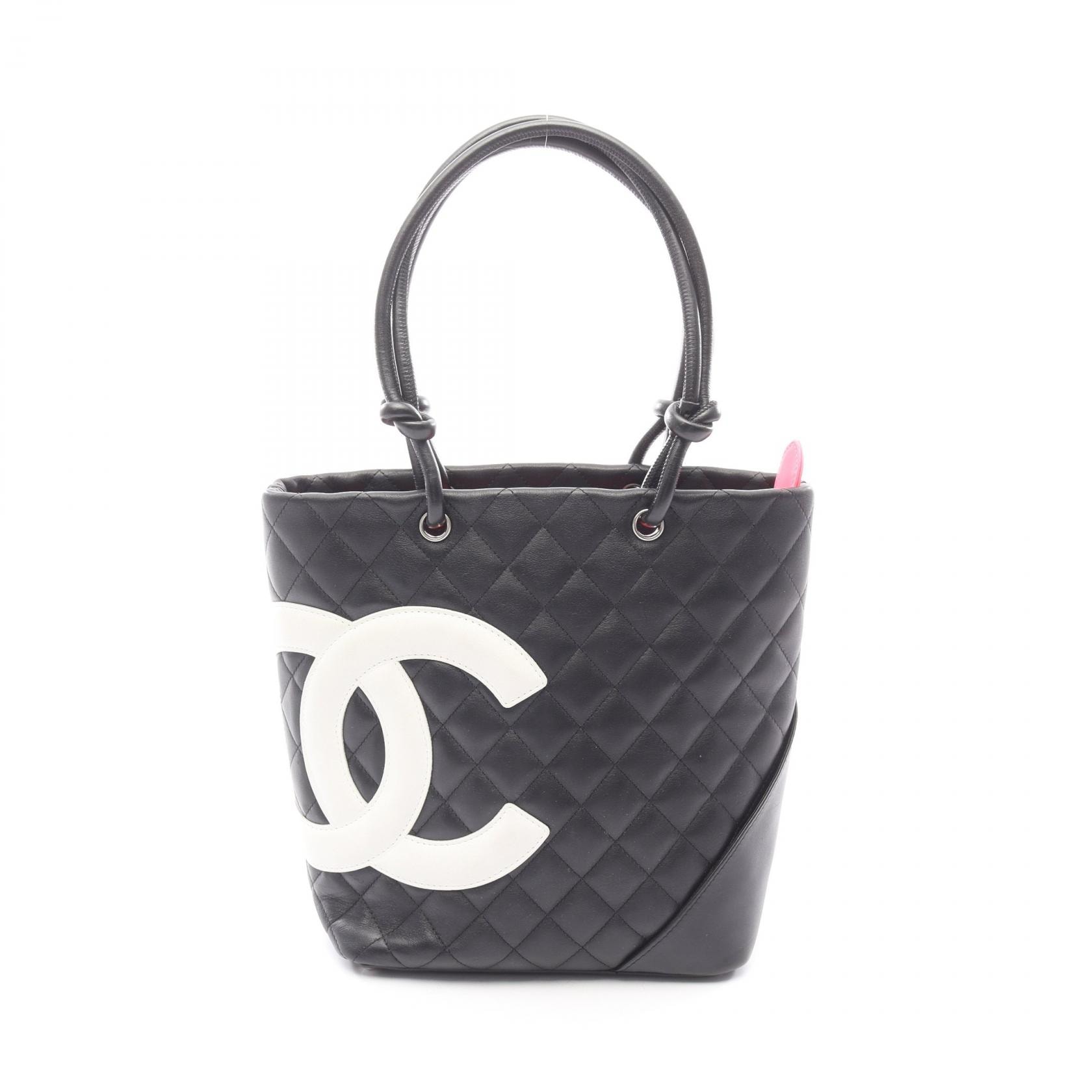シャネル CHANEL カンボンライン ミディアム トートバッグ バッグ レザー レディース ブラック系 / ホワイト系 【中古】