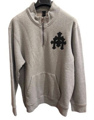 Chrome Hearts Y Not Label Cross Patch Half Zip Sweat "Gray"