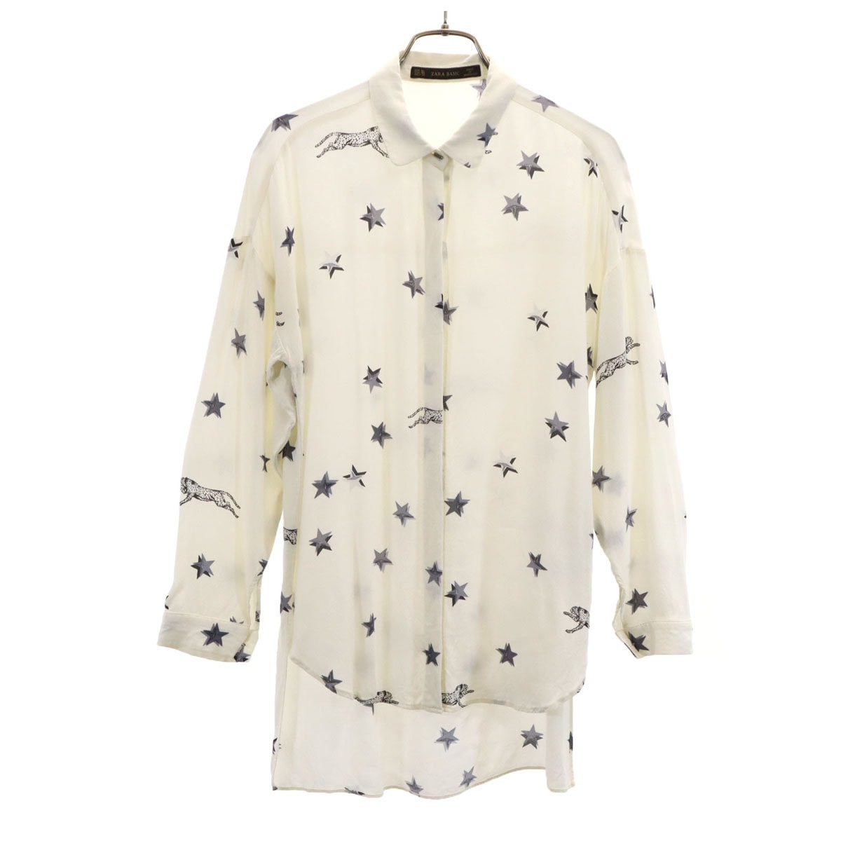 ZARA BASIC ザラベーシック スター柄 長袖 シャツ XS アイボリー 星