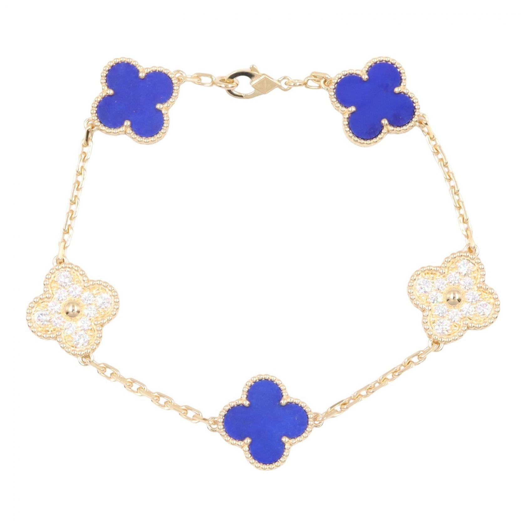 ヴァンクリーフ&アーペル Van Cleef & Arpels ヴィンテージアルハンブラ ラピスラズリ ダイヤ ブレスレット ブレスレット アクセサリー K18(イエローゴールド) ダイヤモンド ラピスラズリ レディース ゴールド系