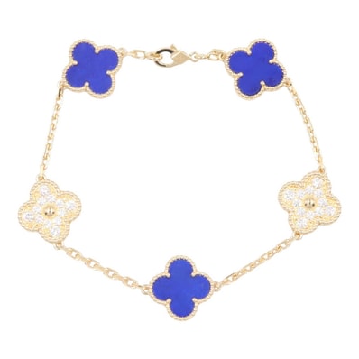 ヴァンクリーフ&アーペル Van Cleef & Arpels ヴィンテージアルハンブラ ラピスラズリ ダイヤ ブレスレット ブレスレット アクセサリー K18(イエローゴールド) ダイヤモンド ラピスラズリ レディース ゴールド系
