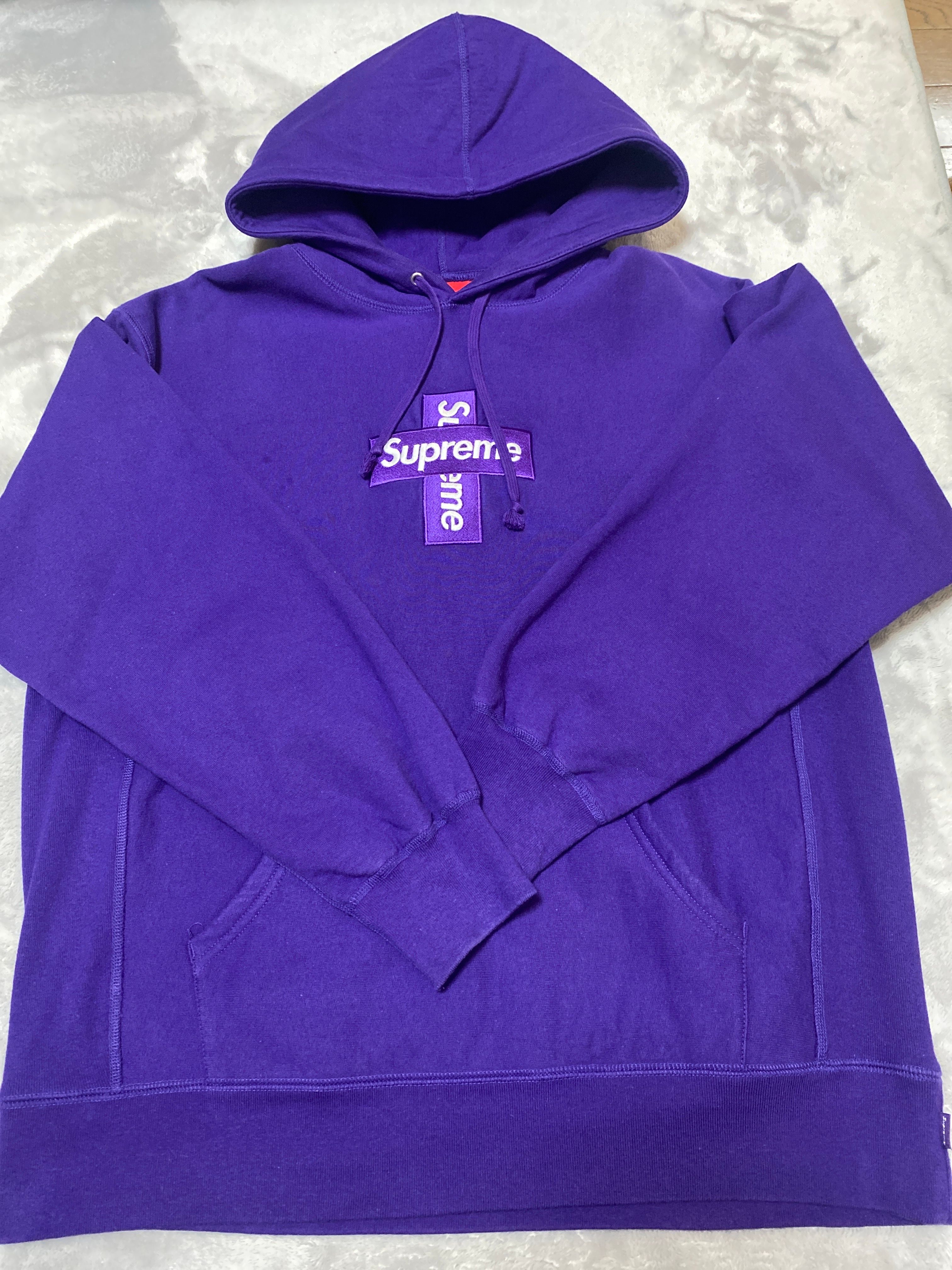 Supreme Cross Box Logo Hooded Sweatshirt "Purple"