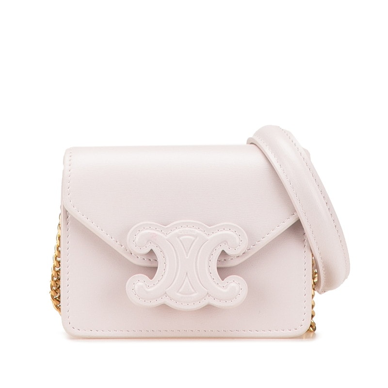 セリーヌ トリオンフ チェーン ショルダーバッグ ピンク レザー レディース CELINE 【中古】