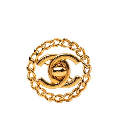 シャネル ココマーク ターンロック チェーン モチーフ ブローチ ゴールド メッキ レディース CHANEL 【中古】