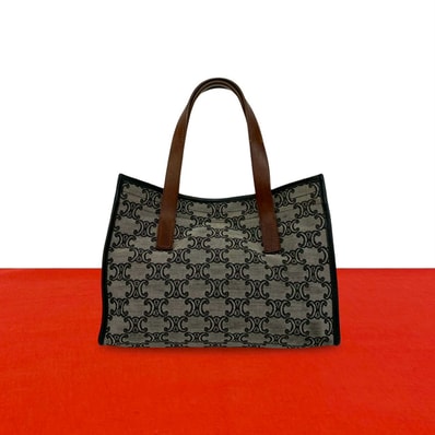 CELINE セリーヌ パリマカダム 総柄 キャンバス レザー ハンドバッグ グレー
17384