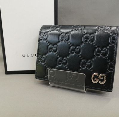 GUCCI Signature Leather Compact Wallet "Black"