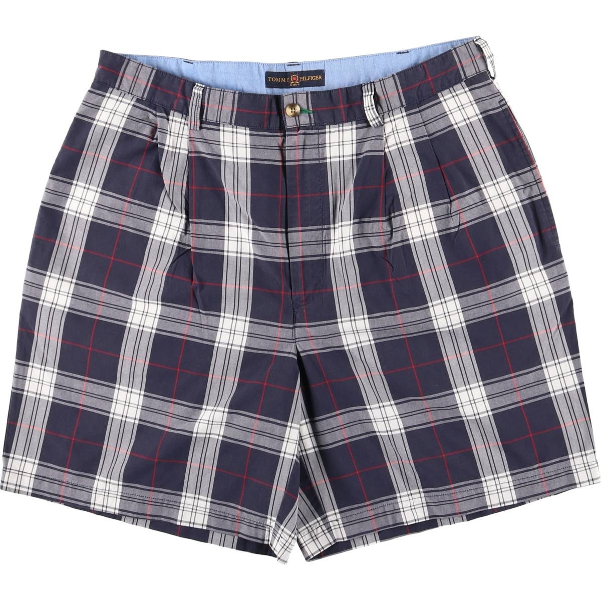 古着 00年代 トミーヒルフィガー TOMMY HILFIGER GOLF チェック柄 ツータック コットンショーツ ショートパンツ メンズw36相当/eaa612071