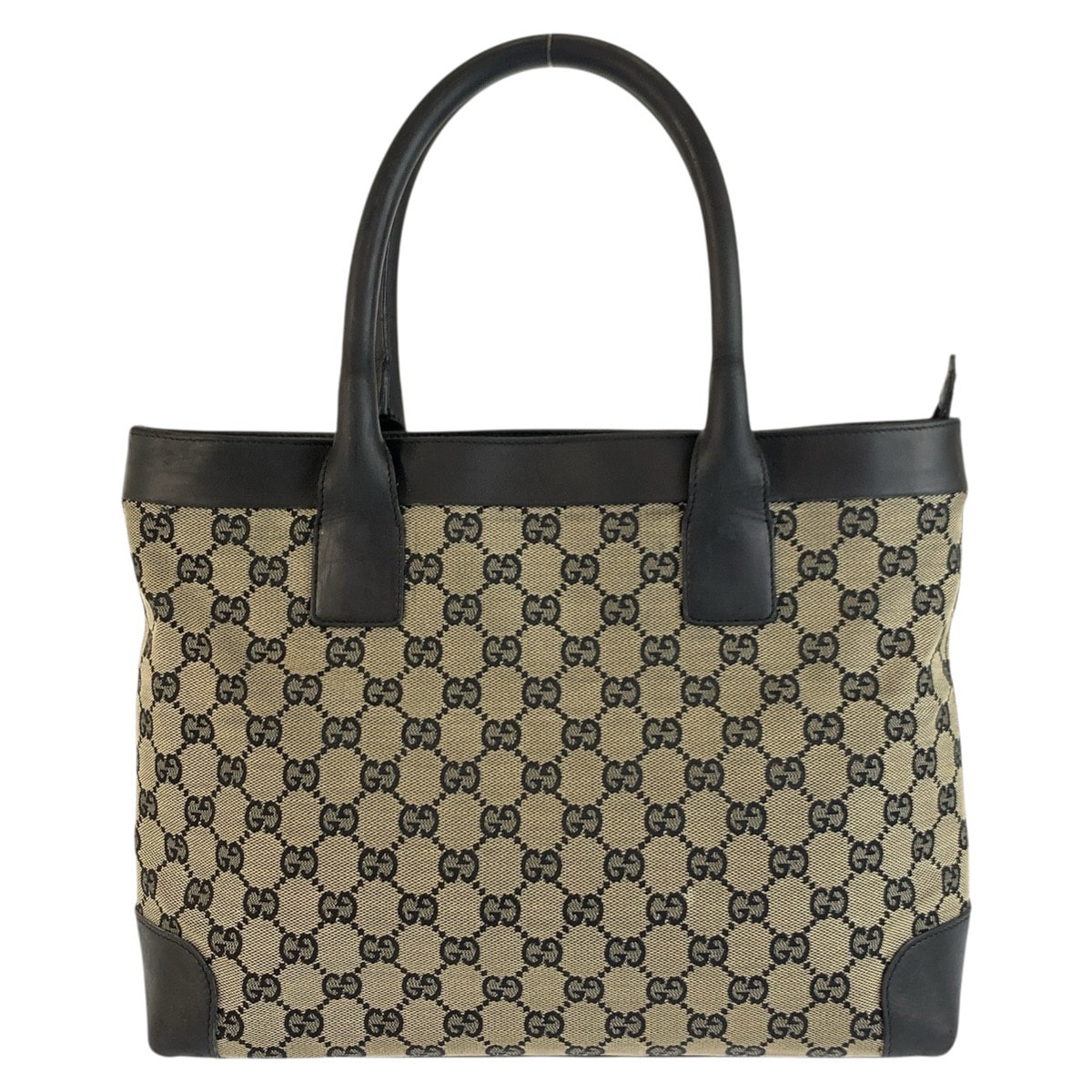 GUCCI グッチ ブラック 黒 GGキャンバス レザー/ トートバッグ ハンドバッグ 603205 【中古】