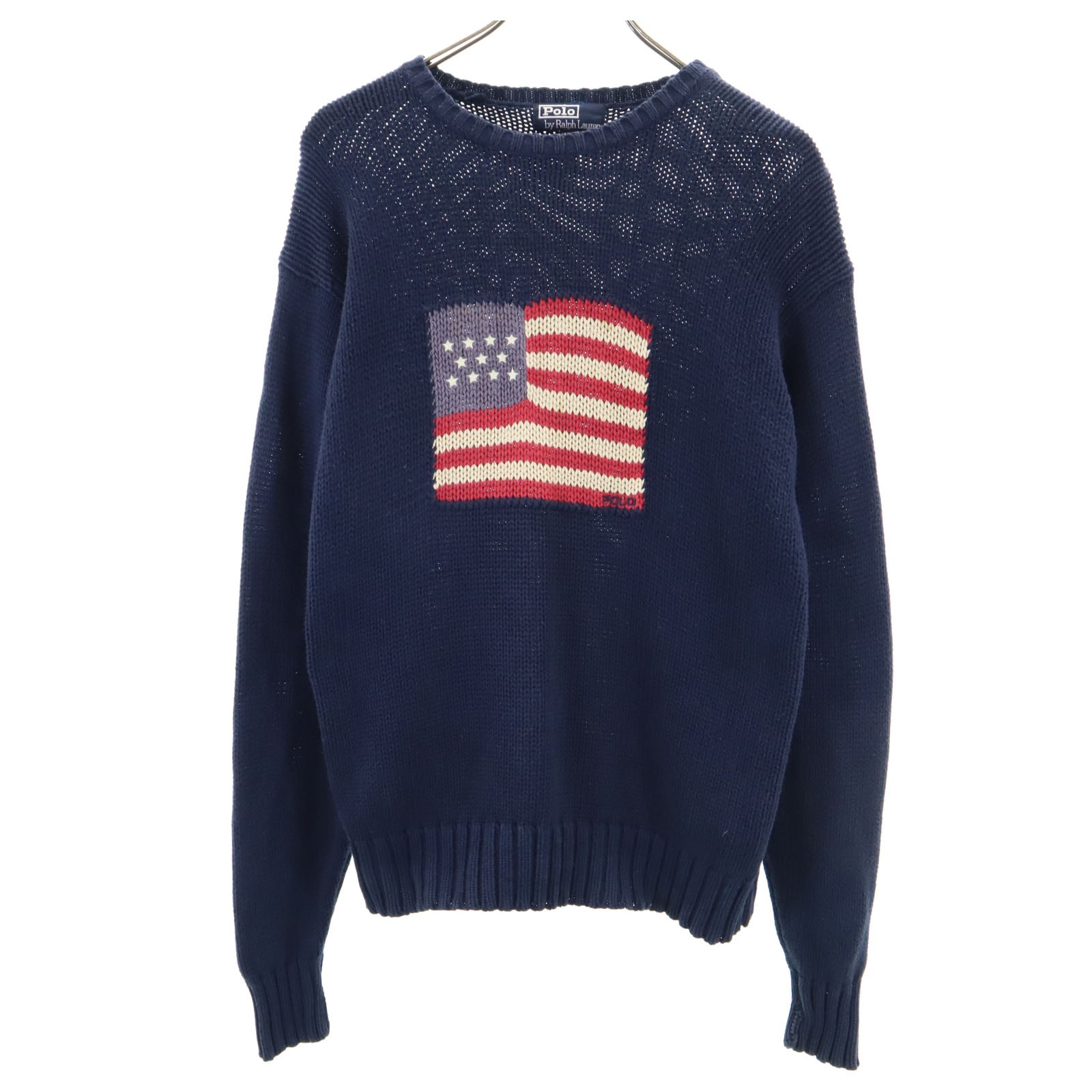 Polo by Ralph Lauren ポロバイラルフローレン 星条旗 オールド 星条旗 長袖 セーター 170 ネイビー ニット