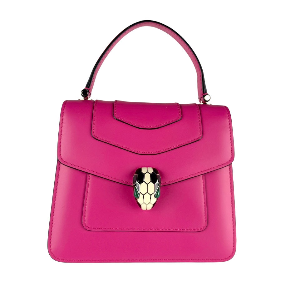 ブルガリ ショルダーバッグ セルペンティ パテントレザー シルバー