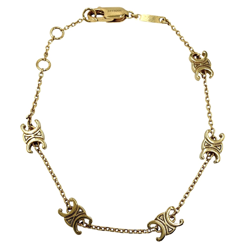 CELINE セリーヌ ブレスレット ミニトリオンフ アクセサリー アジャスター付き メタル    ゴールド レディース 約2.9g【中古品】