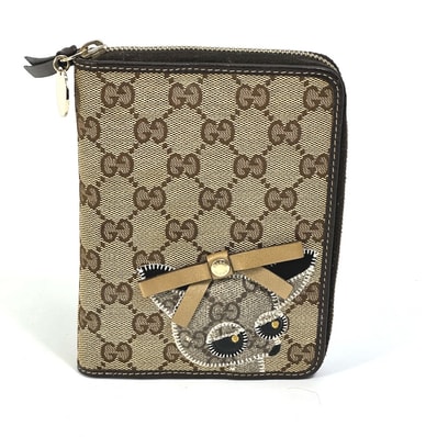 グッチ GUCCI GG グッチョリ チワワ 233152 ステーショナリー ラウンドファスナー 手帳カバー GGキャンバス/レザー ブラウン