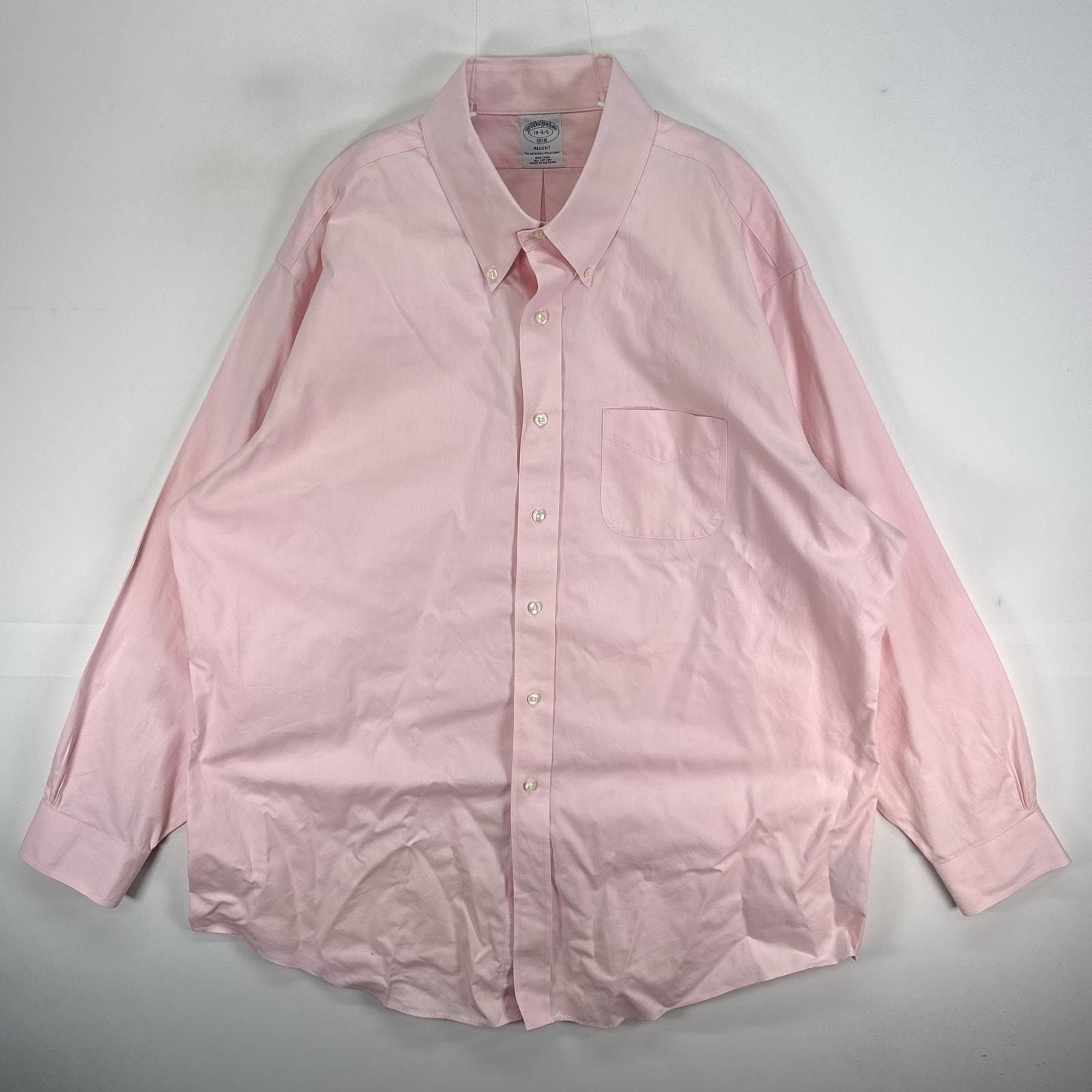 古着 ブルックスブラザーズ Brooks Brothers 長袖シャツ ボタンダウン REGENT 胸ポケ 2XL ピンク系 無地 メンズ