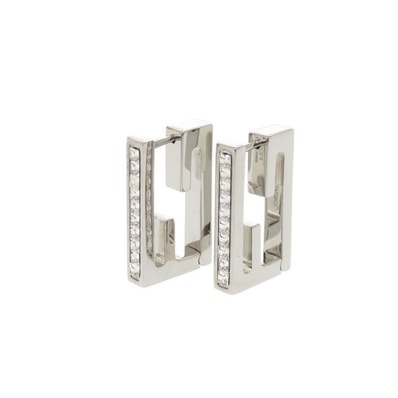 フェンディ バゲット メタル ラインストーン シルバー