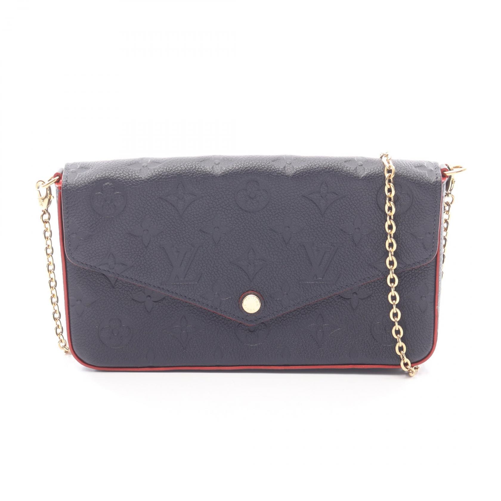 ルイ・ヴィトン LOUIS VUITTON ポシェット フェリシー ショルダーバッグ バッグ レザー モノグラム・アンプラント マリーヌルージュ レディース ネイビー系 / レッド系 M64099 【中古】