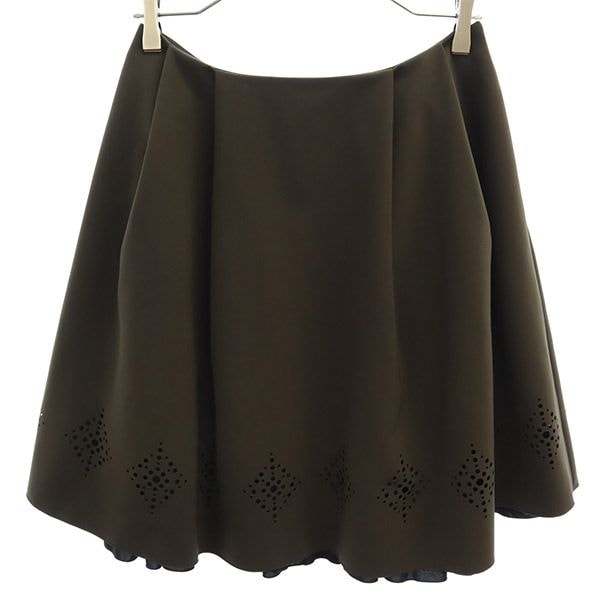 FOXEY NEW YORK フォクシー ニューヨーク ミディ丈 タック フレアスカート 40 ブラウン