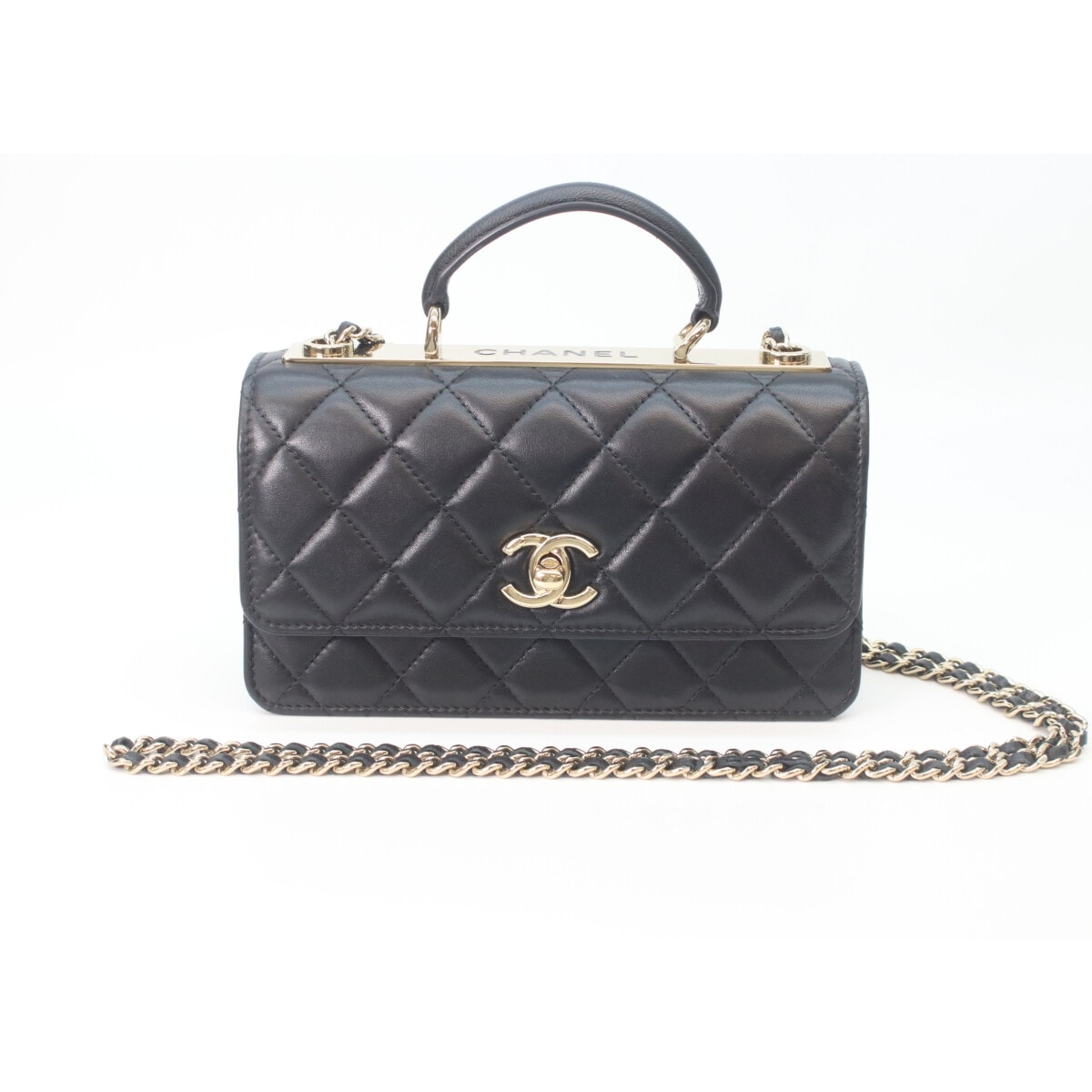 シャネル AP4184 25AW 黒 ラム マトラッセ トレンディCC チェーンクラッチ ショルダーバッグ