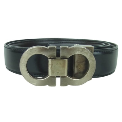 Salvatore Ferragamo サルヴァトーレフェラガモ ダブルガンチーニ レザー ベルト ブラック系【中古】