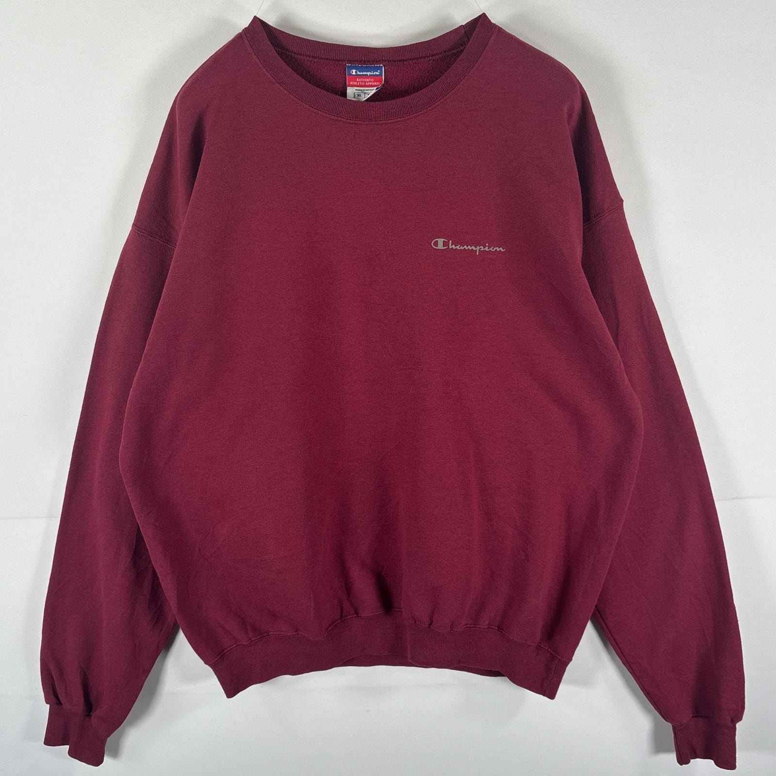 古着 チャンピオン Champion スウェット トレーナー プルオーバー  ワンポイントロゴ 大きいサイズ クルーネック XL バーガンディ メンズ