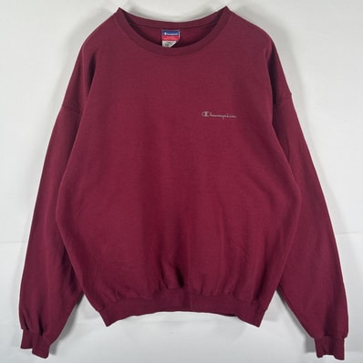 古着 チャンピオン Champion スウェット トレーナー プルオーバー ワンポイントロゴ 大きいサイズ クルーネック XL バーガンディ メンズ