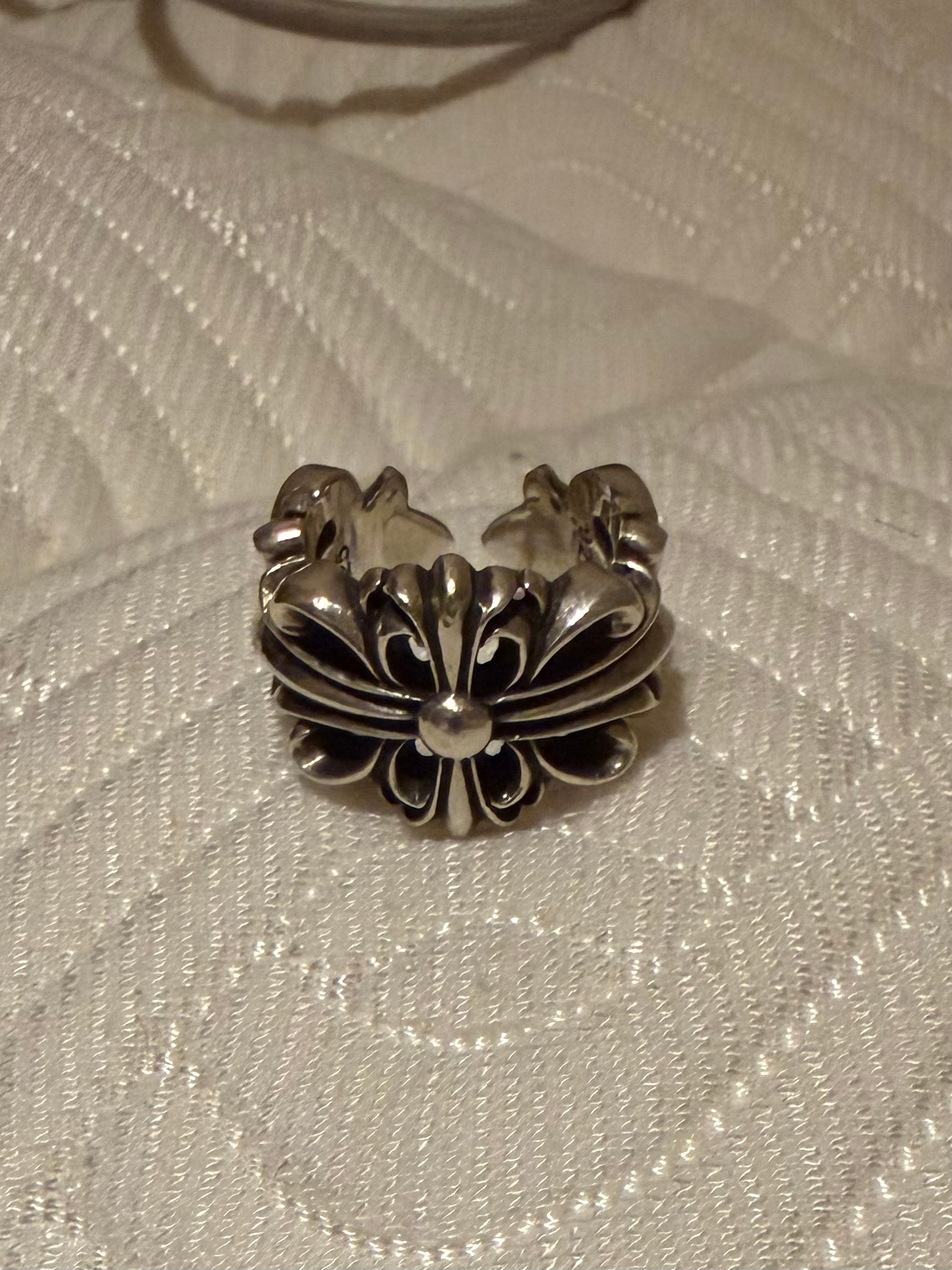 Chrome Hearts Double Floral Cross Ring "Silver"
