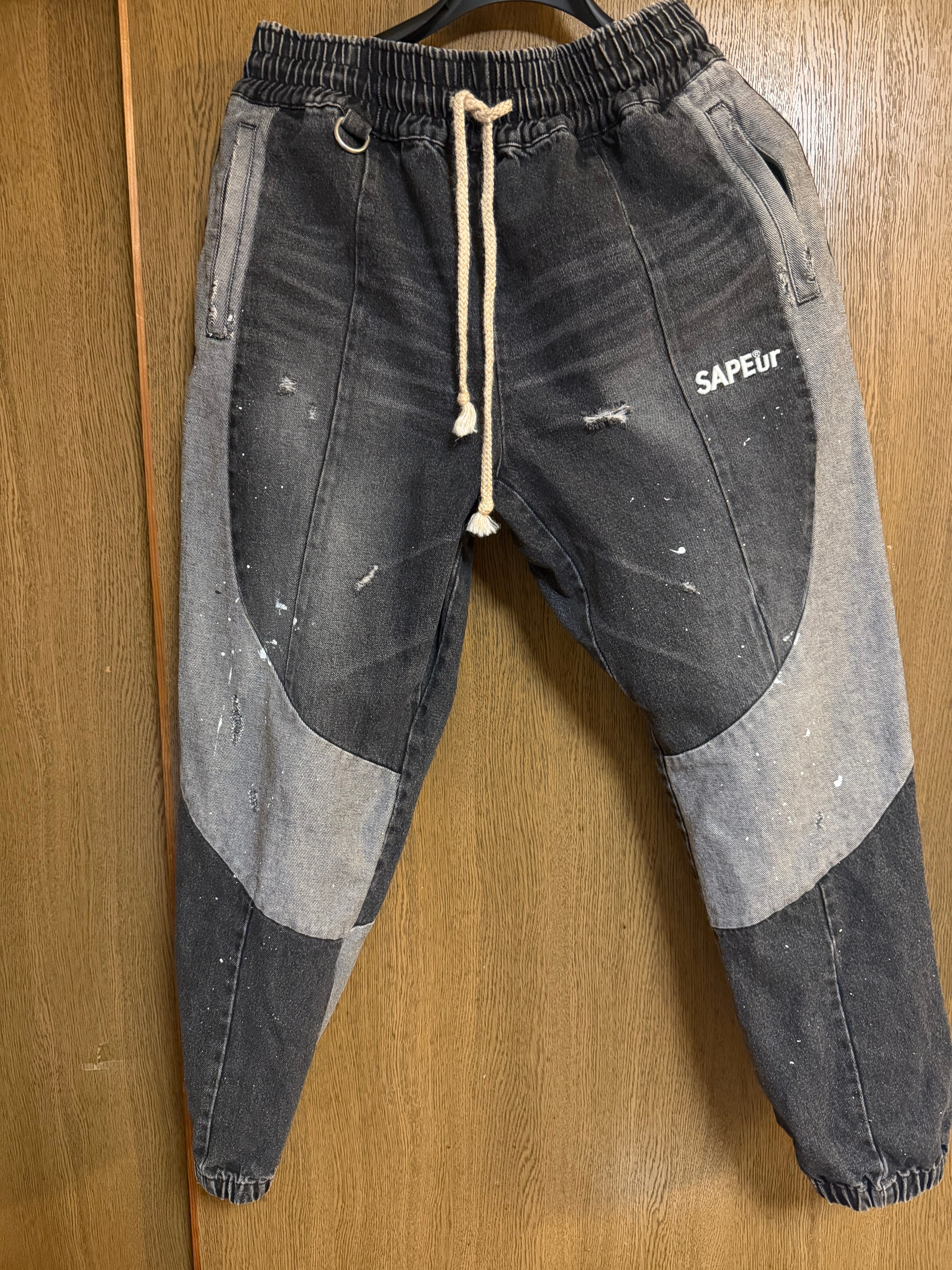 SAPEur DENIM TRACK PANTS "Black"
