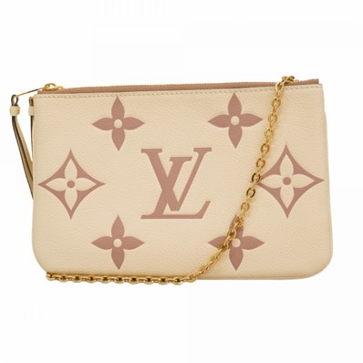 【6db1887-k】ルイヴィトン ショルダーウォレット モノグラム・アンプラント ポシェットドゥーブルジップ M80084 クレーム/ボワドローズ【中古】レディース