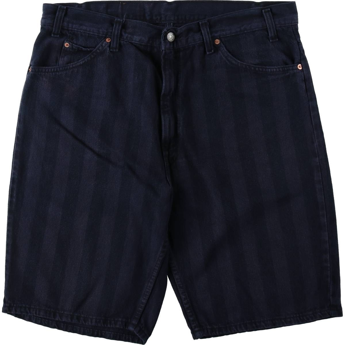 古着 90年代 リーバイス Levi's 36550-2459 ストライプ柄 オレンジタブ ブラックデニムショーツ ショートパンツ USA製 メンズw38相当 ヴィンテージ/evb035539