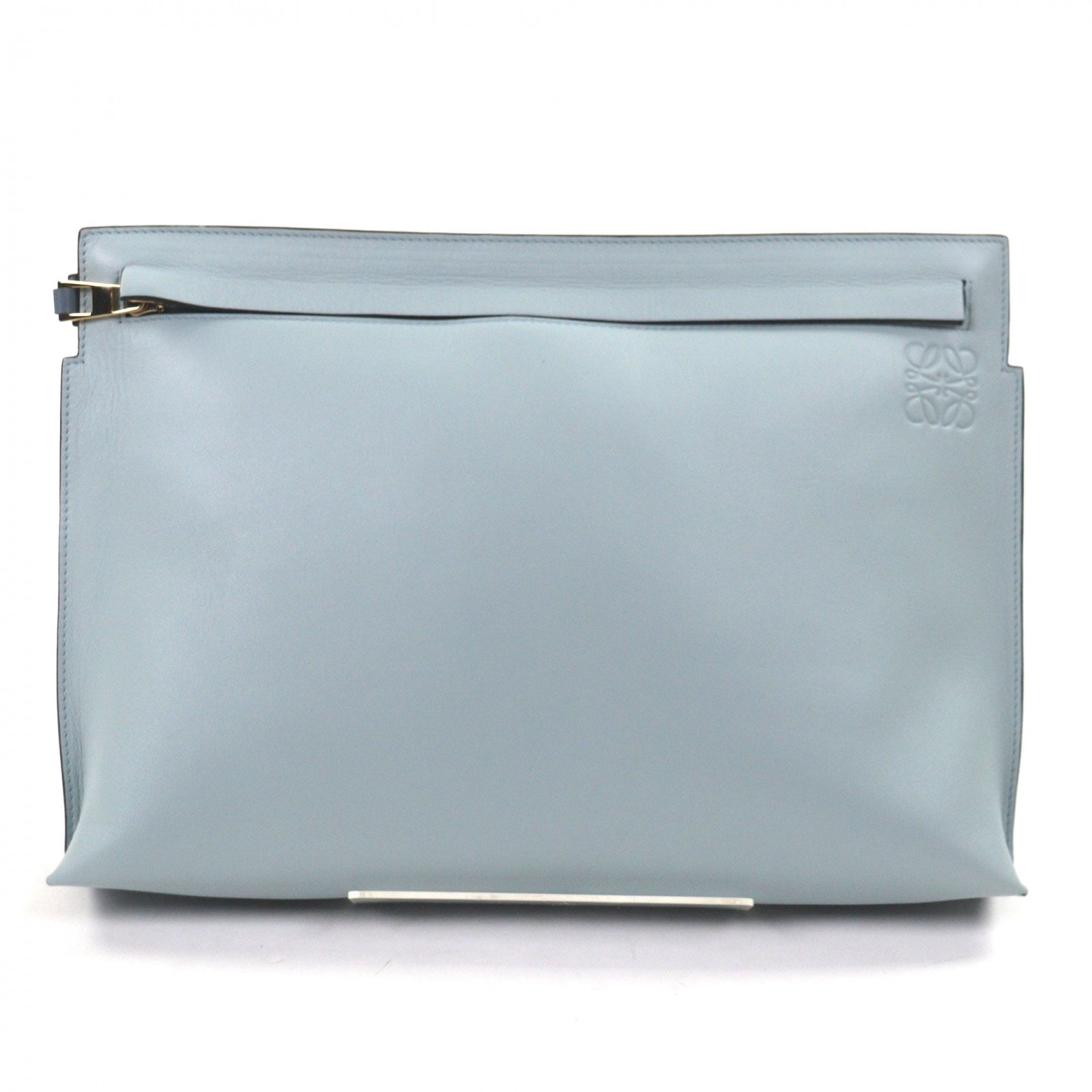 極美品 ロエベ クラッチバッグ ライトブルー メンズ