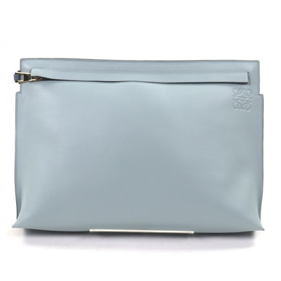 極美品 ロエベ クラッチバッグ ライトブルー メンズ